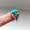 Natural Turquoise Ring Silver 100% Original Men Feroza Turquoise Stone Ring 925