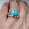 Natural Turquoise Ring Silver 100% Original Men Feroza Turquoise Stone Ring 925