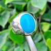 Mens Natural Tuquoise Stone Ring Untreated Real Turquoise Feroza Ring Neeshapuri