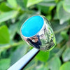 Mens Natural Tuquoise Stone Ring Untreated Real Turquoise Feroza Ring Neeshapuri