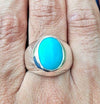 Mens Natural Tuquoise Stone Ring Untreated Real Turquoise Feroza Ring Neeshapuri