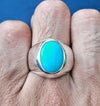 Mens Natural Tuquoise Stone Ring Untreated Real Turquoise Feroza Ring Neeshapuri