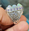 Natural Ethiopian Multistone Opal Stone Ring 100% Genuine Fire Opal Ring For Men