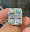 Natural Ethiopian Multistone Opal Stone Ring 100% Genuine Fire Opal Ring For Men