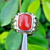 Real Marjan Islamic Ring For Mens Original Red Coral Stone Ring Natural Coral