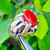 Genuine Red Coral Marjan Islamic Ring For Mens Real Marjan Islamic Stone Ring