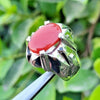 Genuine Red Coral Marjan Islamic Ring For Mens Real Marjan Islamic Stone Ring