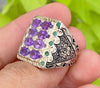 Natural Multistone Brazilian Amethyst Ring Original Amethyst Stone Ring For Mens