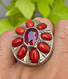 Original Red Coral Marjan Ring 100% Genuine Red Marjan Ring With African Ruby