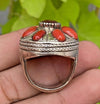 Original Red Coral Marjan Ring 100% Genuine Red Marjan Ring With African Ruby