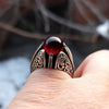 Natural Hashbi Kabadi Yemeni Aqeeq Blood Red Sterling Silver 925 Ring Shia Ring