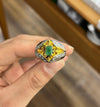 Original Mens Zambian Emerald Stone Ring Untreated Zambian Emerald Silver Ring