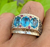 Natural Blue Topaz Multi Topaz Stone Ring Original Swiss Blue Topaz Mens Ring