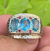 Natural Blue Topaz Multi Topaz Stone Ring Original Swiss Blue Topaz Mens Ring