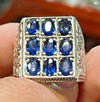 Natural Royal Blue Cornflower Ceylon Sapphire Multi Stone Ring Real Ceylon Ring