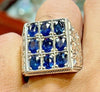 Natural Royal Blue Cornflower Ceylon Sapphire Multi Stone Ring Real Ceylon Ring