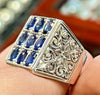 Natural Royal Blue Cornflower Ceylon Sapphire Multi Stone Ring Real Ceylon Ring