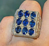 Natural Royal Blue Cornflower Ceylon Sapphire Multi Stone Ring Real Ceylon Ring