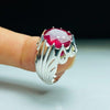 Pigeon Blood Red Ruby Yaqoot Manic Stone Sterling Silver Ring Valentine Special