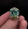 Gold Plated Green Moissanite Stone Silver Ring Real Genuine Moissanite Ring Mens