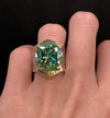 Gold Plated Green Moissanite Stone Silver Ring Real Genuine Moissanite Ring Mens