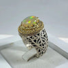 Xmas Gift Fire White Opal Sterling Silver Ring Christmas Opal Silver Ring Real