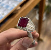 African Natural Ruby Ring Real Ruby Yaqoot Red Pigeon Color Ruby Silver 925 Ring