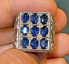 Natural Royal Blue Cornflower Ceylon Sapphire Multi Stone Ring Real Ceylon Ring