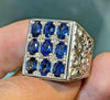 Natural Royal Blue Cornflower Ceylon Sapphire Multi Stone Ring Real Ceylon Ring