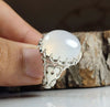 Xmas Gift Moonstone Sterling Silver Ring Real Dur e Najf Stone Silver Ring Mens