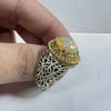 Xmas Gift Fire White Opal Sterling Silver Ring Christmas Opal Silver Ring Real