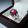 Xmas Gift African Ruby Yaqoot Sterling Silver Ring Mens Natural Ruby Stone Ring