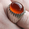 Xmas Gift Yemeni Blood Red Aqeeq Akik Haqeeq Hadeed Ring Real Yamani Aqeeq Ring