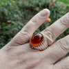 Xmas Gift Yemeni Blood Red Aqeeq Akik Haqeeq Hadeed Ring Real Yamani Aqeeq Ring