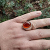 Xmas Gift Yemeni Blood Red Aqeeq Akik Haqeeq Hadeed Ring Real Yamani Aqeeq Ring